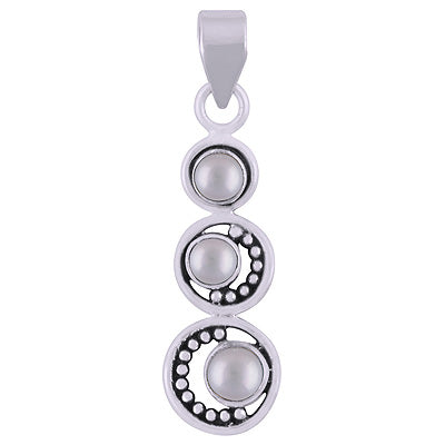 Ebb and Flow with Three Cabochon Gemstones 925 Sterling Silver Pendant - 3 Color options