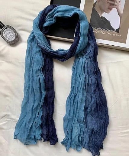 Blue Hues Two Tone Light Weight Chiffon Sheer Summer Boho Scarf