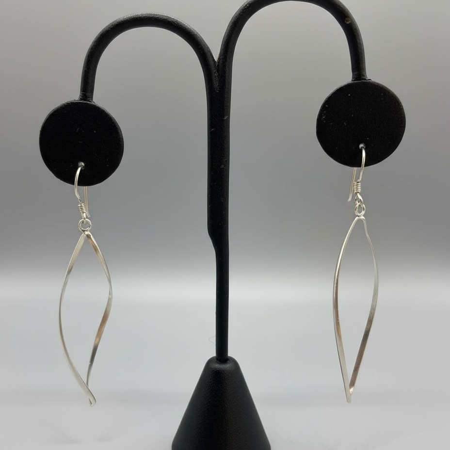 Long Dangling Twisted Leaf Versatile Sterling Silver Earrings