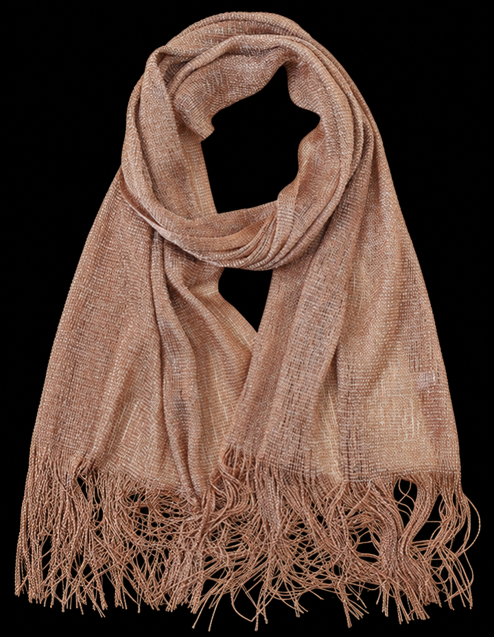 Champagne Woven Cocktail Dress Wrap Scarf Shawl with Fringe