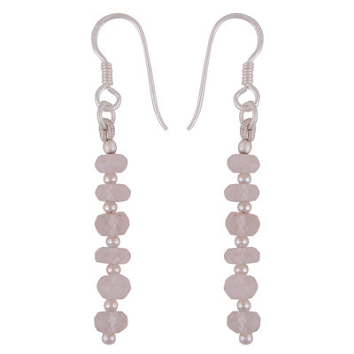6 Faceted Gemstone Beads 925 Sterling Silver Elegant Dangling Earrings - 2 Color Options