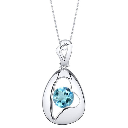 Brilliant Cut Round Blue Topaz 925 Sterling Silver Versatile Pendant
