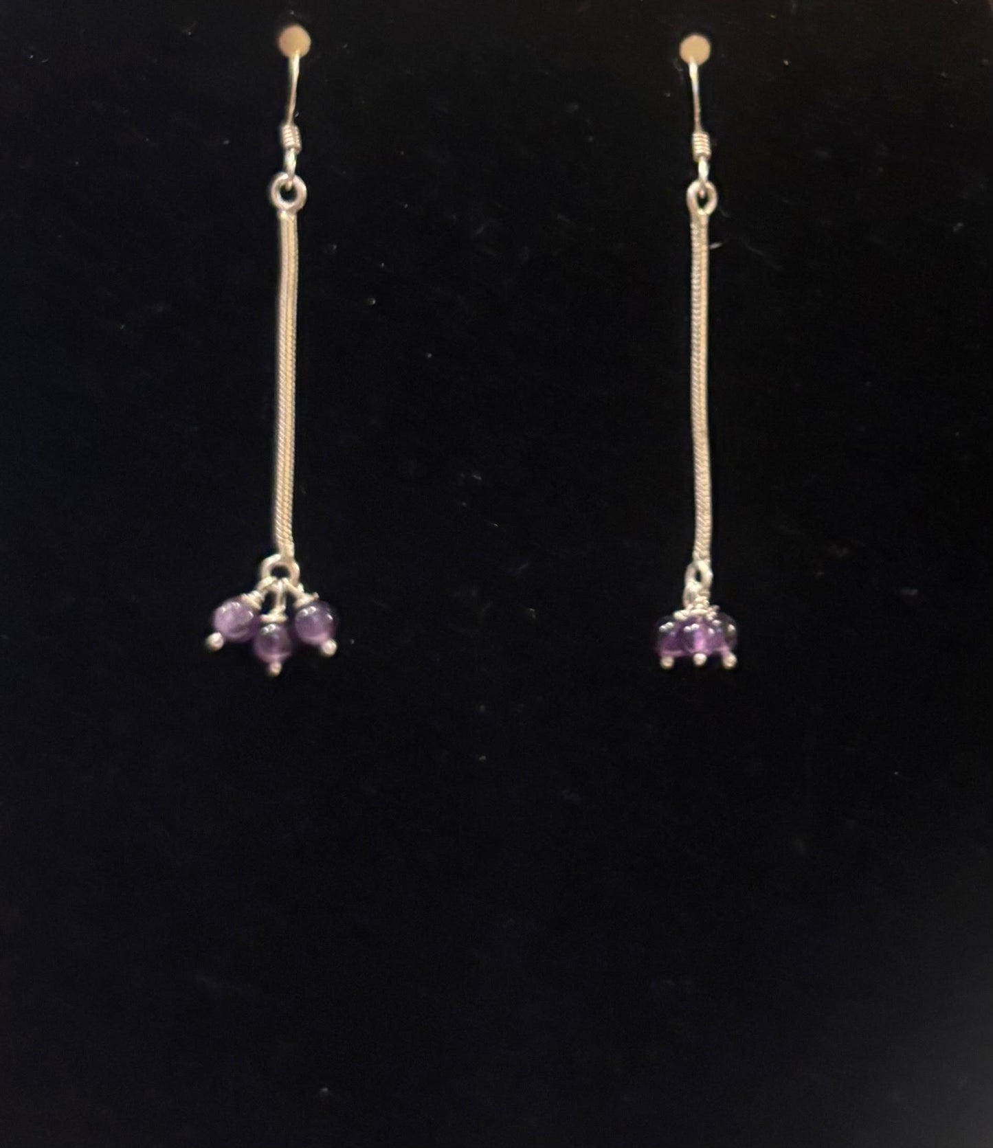 Three Bead Dangling Dainty Elegant 925 Sterling Silver Earrings - 3 Color options