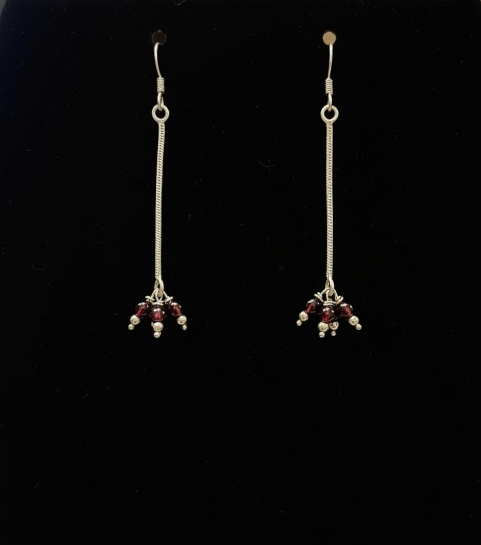 Three Bead Dangling Dainty Elegant 925 Sterling Silver Earrings - 3 Color options