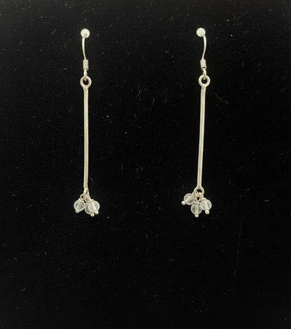Three Bead Dangling Dainty Elegant 925 Sterling Silver Earrings - 3 Color options
