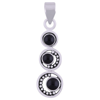 Ebb and Flow with Three Cabochon Gemstones 925 Sterling Silver Pendant - 3 Color options