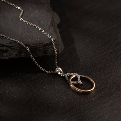 Regal Marquise Leaf Shape Two-tone 925 Sterling Silver Rose Gold Plated Pendant