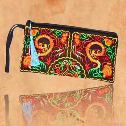 Women's Embroidered Zip Clutch Large Wallet Phone Case Holiday Gift - 2 Style Options