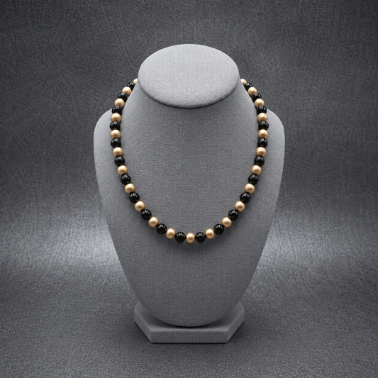 Statement Necklace in Colored Agate and Matte Gold Beads with Toggle Clasp - 4 Color options