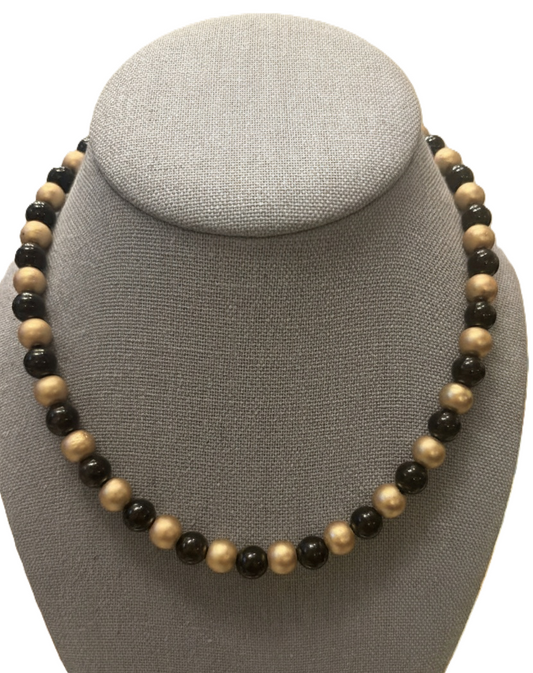 Holiday Statement Necklace in Colored Agate and Matte Gold Beads with Toggle Clasp - 4 Color options