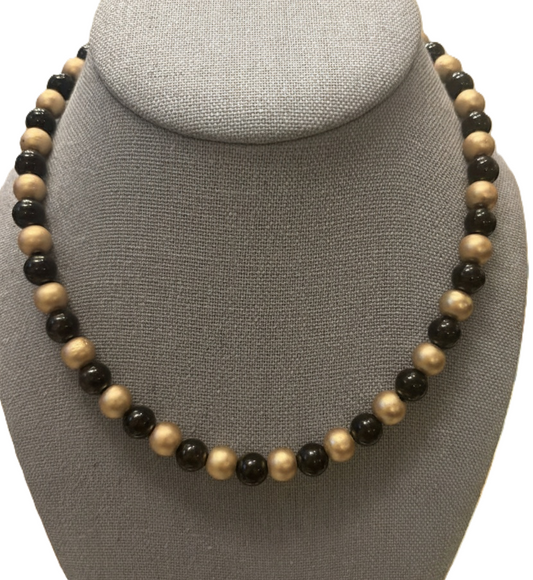 Holiday Statement Necklace in Colored Agate and Matte Gold Beads with Toggle Clasp - 4 Color options