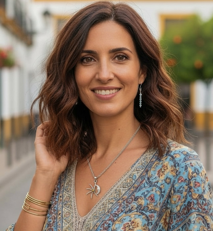 6 Faceted Gemstone Beads 925 Sterling Silver Elegant Dangling Earrings - 2 Color Options