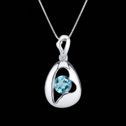 Brilliant Cut Round Blue Topaz 925 Sterling Silver Versatile Pendant