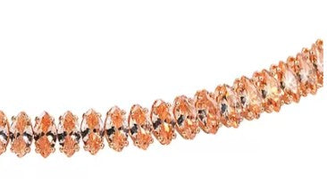 Simulated Champagne Diamond Choker Necklace 15-16 Inches in Gold tone