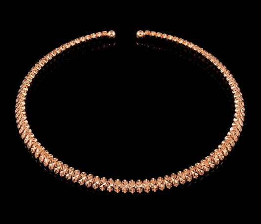Simulated Champagne Diamond Choker Necklace 15-16 Inches in Gold tone