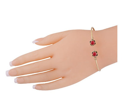 Beautiful Wire and Rawa Work with Coral Gemstone Brass Adjustable Bangle Bracelet