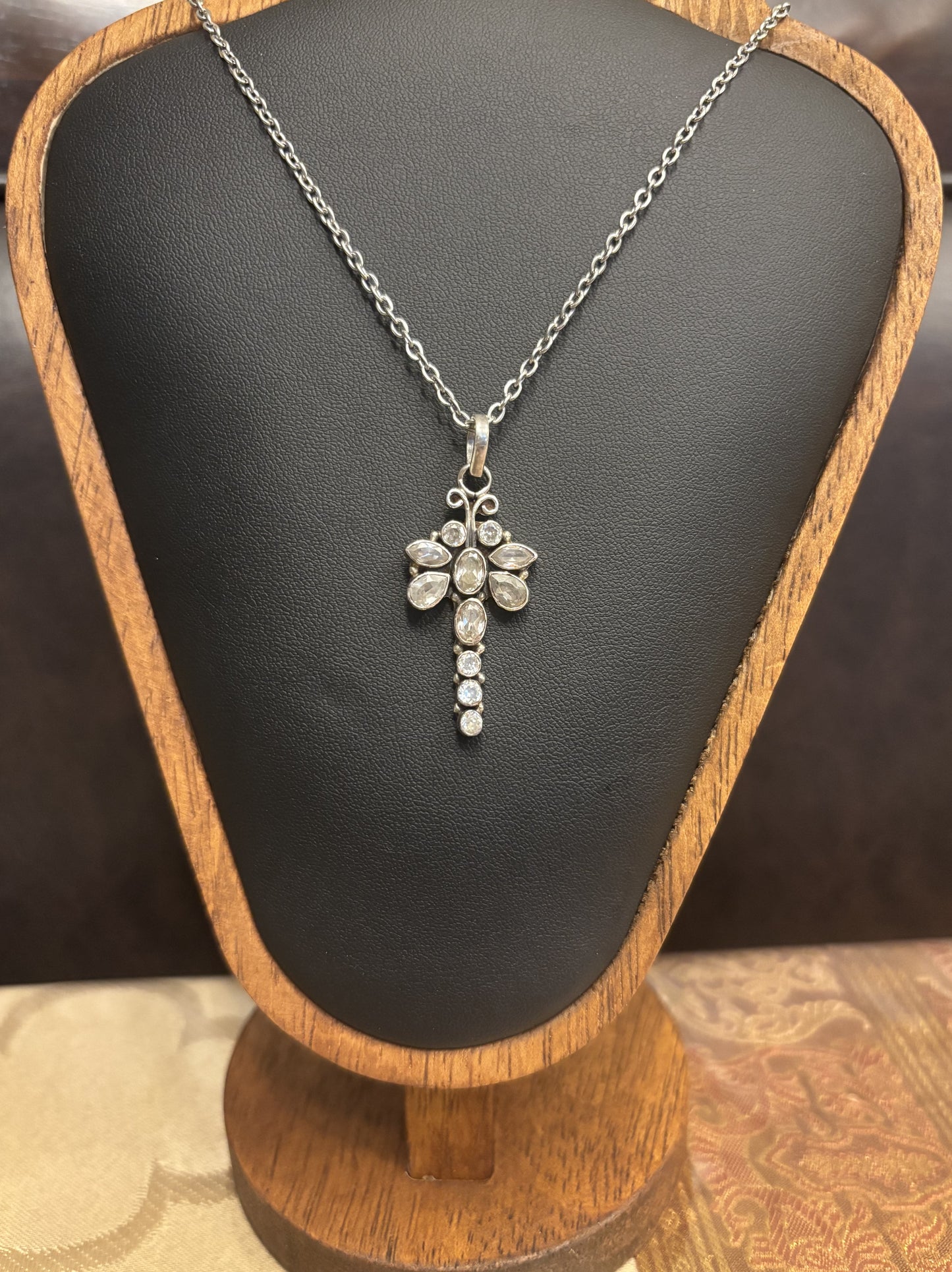 Brilliant Cut Gemstone Exquisite DragonFly 925 Sterling Silver Pendant - 3 Color options