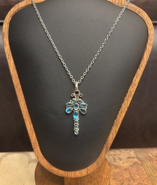 Brilliant Cut Gemstone Exquisite DragonFly 925 Sterling Silver Pendant - 3 Color options