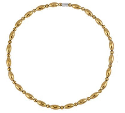 Golden Colored Hematite Beaded 20" Necklace Magnetic Clasp Closure - 2 Color Options