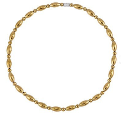 Golden Colored Hematite Beaded 20" Necklace Magnetic Clasp Closure - 2 Color Options