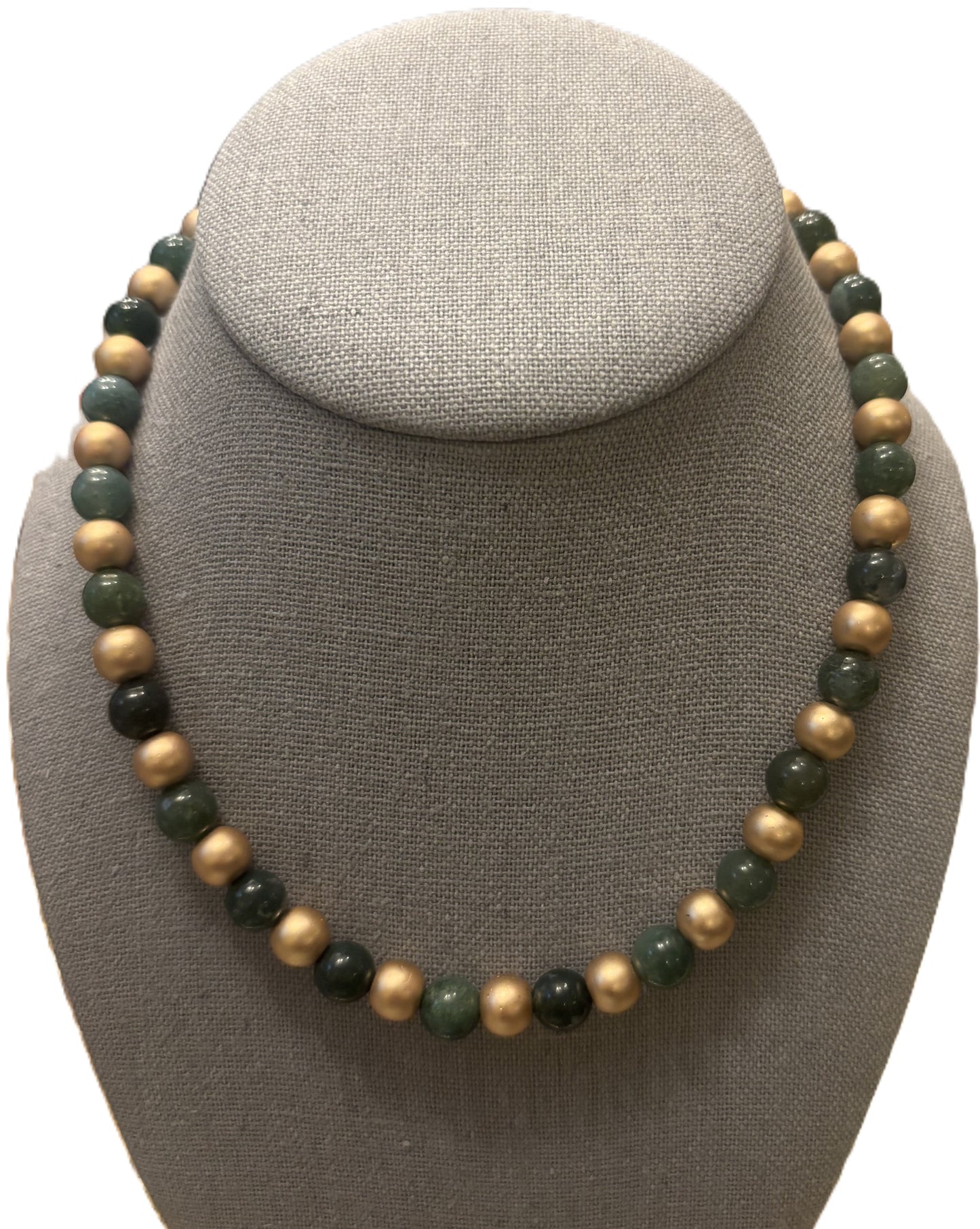 Holiday Statement Necklace in Colored Agate and Matte Gold Beads with Toggle Clasp - 4 Color options