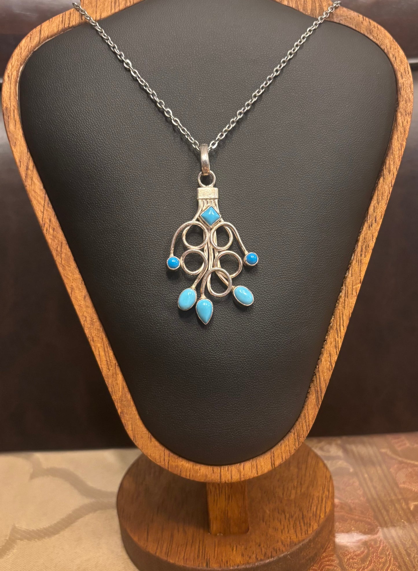 Branching Beauty 925 Silver Wire Wrap Pendant with Cabochon Gemstones – 4 Color options