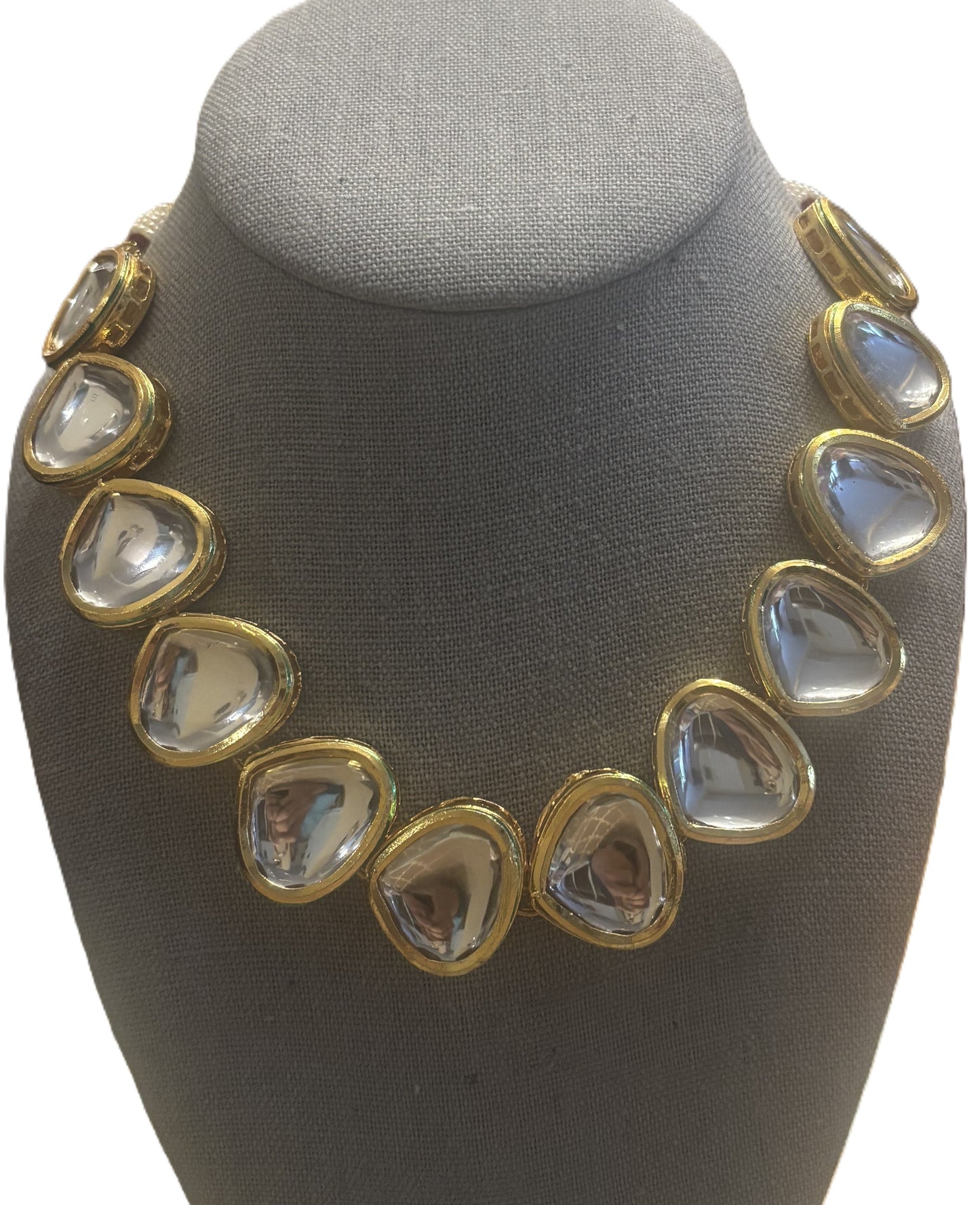 Polki Kundan Enamel Meenakari Two-Sided Elegant Regal Holiday Necklace with Earrings