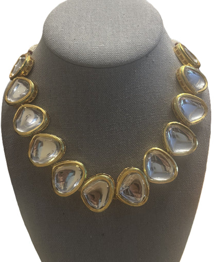 Polki Kundan Enamel Meenakari Two-Sided Elegant Regal Holiday Necklace with Earrings