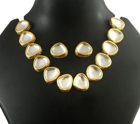 Polki Kundan Enamel Meenakari Two-Sided Elegant Regal Holiday Necklace with Earrings