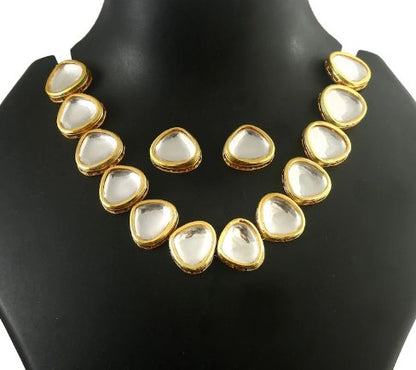 Polki Kundan Enamel Meenakari Two-Sided Elegant Regal Holiday Necklace with Earrings