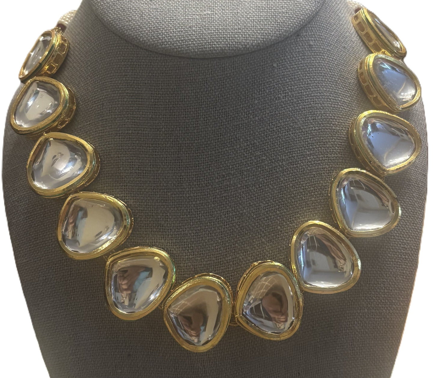 Polki Kundan Enamel Meenakari Two-Sided Elegant Regal Holiday Necklace with Earrings