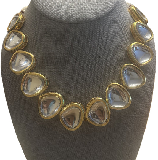 Polki Kundan Enamel Meenakari Two-Sided Elegant Regal Holiday Necklace with Earrings