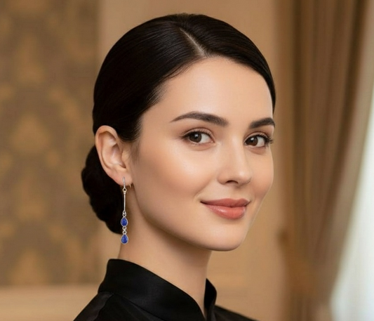 Two Stone Pear Shape Dainty Dangle 925 Sterling Silver Earrings - 2 Color options