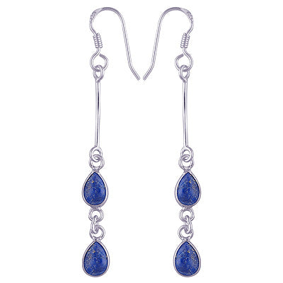 Two Stone Pear Shape Dainty Dangle 925 Sterling Silver Earrings - 2 Color options