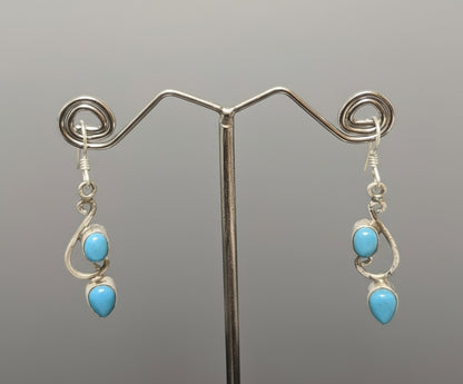 Dangling Leaf with Cabochon Gemstones 925 Sterling Silver Earrings - 4 Color options