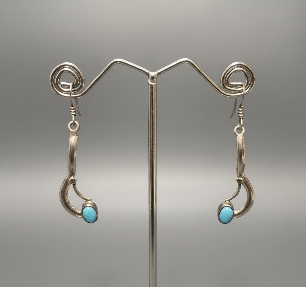 Musical Note Dangling Earrings with Cabochon Gemstone 925 Sterling Silver Earrings – 4 Color options