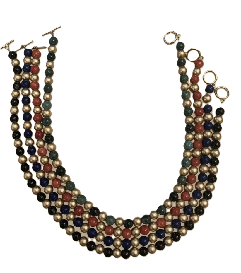 Holiday Statement Necklace in Colored Agate and Matte Gold Beads with Toggle Clasp - 4 Color options
