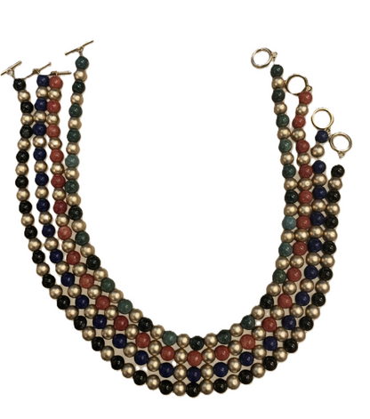 Holiday Statement Necklace in Colored Agate and Matte Gold Beads with Toggle Clasp - 4 Color options
