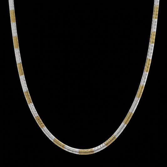 Two-tone Snake Chain Omega Necklace in Stainless Steel - 2 Size options