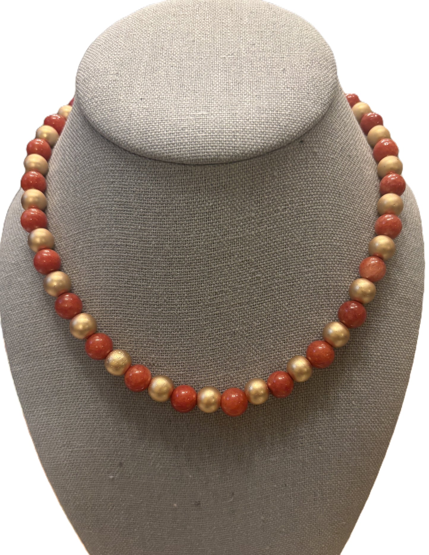Holiday Statement Necklace in Colored Agate and Matte Gold Beads with Toggle Clasp - 4 Color options
