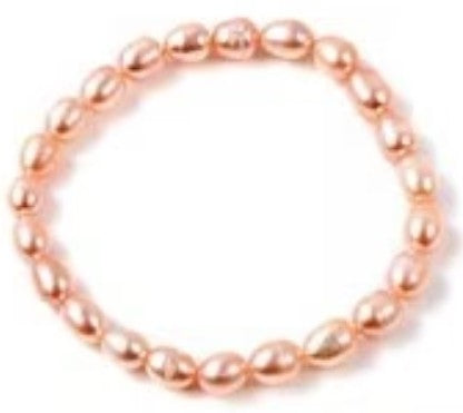 Freshwater Peach Cultured Genuine Pearl Stretch Adjustable Elegant Bracelet