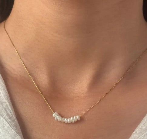 Versatile Freshwater Pearl Stainless Steel 18" Necklace with 18K Gold Plated Finish