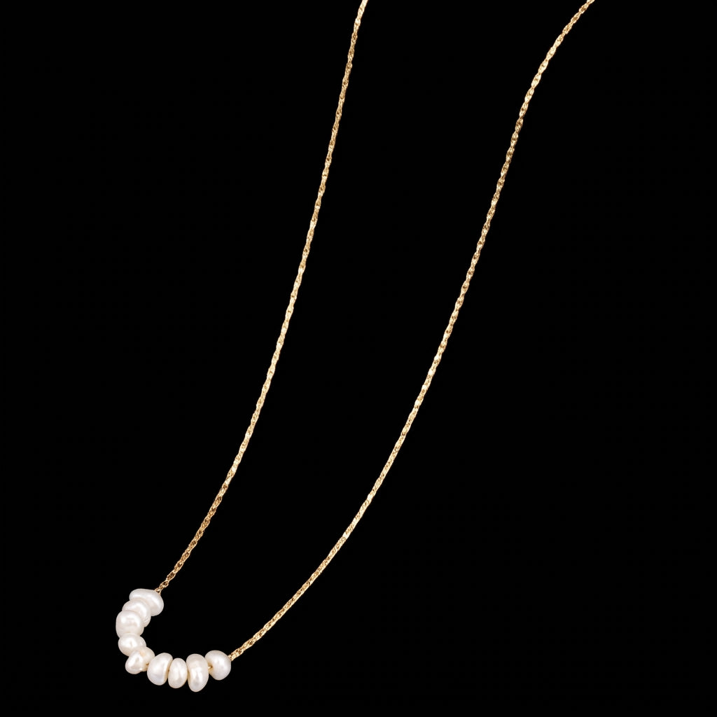 Versatile Freshwater Pearl Stainless Steel 18" Necklace with 18K Gold Plated Finish