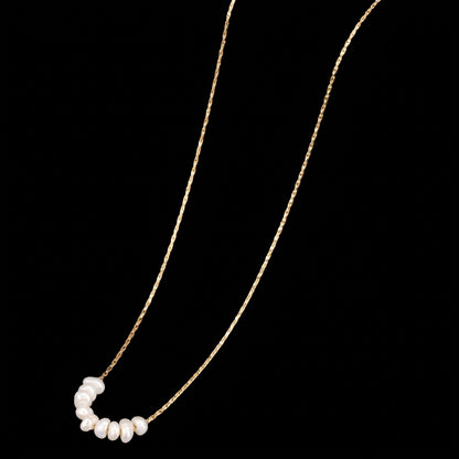 Versatile Freshwater Pearl Stainless Steel 18" Necklace with 18K Gold Plated Finish