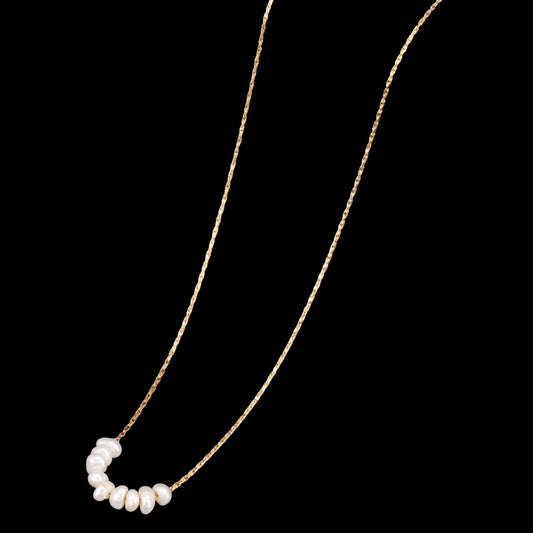 Versatile Freshwater Pearl Stainless Steel 18" Necklace with 18K Gold Plated Finish