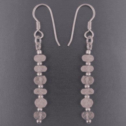 6 Faceted Gemstone Beads 925 Sterling Silver Elegant Dangling Earrings - 2 Gemstone Options