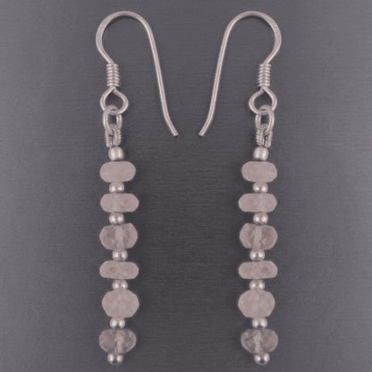 6 Faceted Gemstone Beads 925 Sterling Silver Elegant Dangling Earrings - 2 Gemstone Options