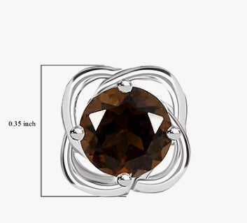 Brazilian Smoky Quartz Stud Earrings in Sterling Silver