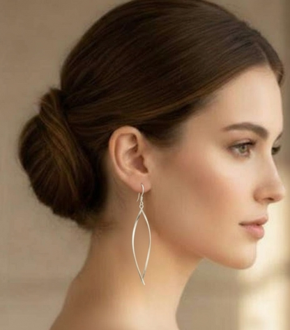 Long Dangling Twisted Leaf Versatile 925 Sterling Silver Earrings