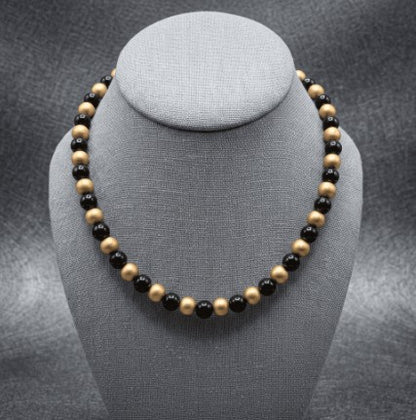 Statement Necklace in Colored Agate and Matte Gold Beads with Toggle Clasp - 4 Color options